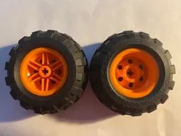 Wheel 30.4mm D. x 20mm with No Pin Holes and Reinforced Rim with Black Tire 56 x 26 Balloon (56145 / 55976) / Orange
