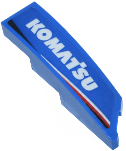 Lego Wedge 4 x 1 Left with White 'KOMATSU' and Black and Red Stripe Pattern (Sticker) - Set 77249