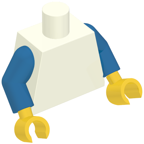 Lego Torso 'LEGO STORE HANGZHOU 1 YEAR ANNIVERSARY' / LEGO Logo Back Print, White Arms, Yellow Hands