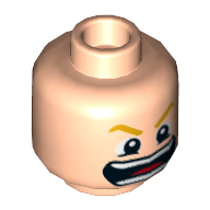 Lego Minifig Head Thor, Bright Light Orange Eyebrows, Open Mouth, Teeth and Red Tongue Print [Hollow Stud] / Light Nougat