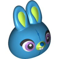 Lego Minifig Head Special, Bunny with Lavender Eyes, Lime Nose and Ears / Dark Azure