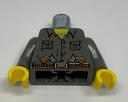 Torso Adventurers Jungle Two Pockets, Two Guns in Belt Pattern / Dark Gray Arms / Yellow Hands