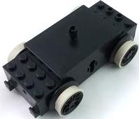 Lego Electric, Train Motor 12V with Wheels Type I with 2 Round Contact Holes with 4 Light Gray Train Rim for 4.5V & 12V Locomotive Wheels (bb0012va / trainrim)