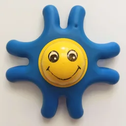 Primo Teether Star with 8 Arms, Yellow Center and Face Print / Red