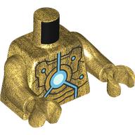 Lego Torso, Black/Bright Light Blue/White Circular Circuitry print, Pearl Gold Arms and Hands / Pearl Gold