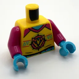 Torso, Shirt, Leopard Head, Magenta Collar, Medium Azure Shirt Print, Magenta Arms, Medium Azure Hands / Yellow