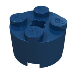 Brick Round 2 x 2 with Axle Hole / Dark Blue