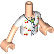 Lego Minidoll Torso Girl with Light Nougat Arms and Hands with White Shirt, Cherries, Lime Shirt, Dark Blue Necklace print / Light Nougat
