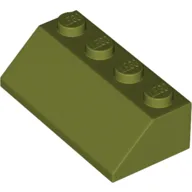 Brick Sloped 45° 2 x 4 / Olive Green