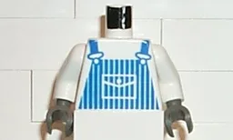 Torso Train Blue Striped Overalls Pattern / White Arms / Dark Gray Hands