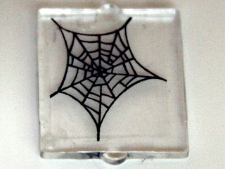 Lego Glass for Window 1 x 2 x 2 Flat Front with Spider Web Center Pattern (Sticker) - Set 10228