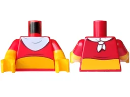 Torso Shirt, Bright Light Orange Tummy, White Bib Pattern / Bright Light Orange Arms with Molded Red Short Sleeves Pattern / Bright Light Orange Hands