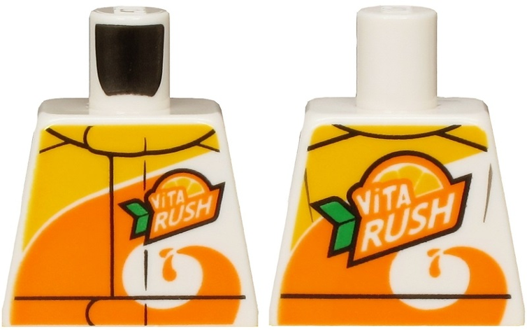 Lego Torso Jacket with Orange Spiral, 'ViTA RUSH' Logo Pattern on Front and Back