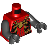 Lego Torso Armor, Black Panels, Gold Spider Print, Black Arms and Hands / Red