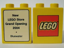 Duplo, Brick 1 x 2 x 2 with The LEGO Store Bluewater 2004 Opening Pattern