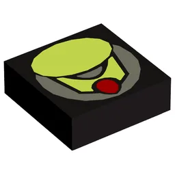 Tile 1 x 1 with Green Oval Print / Black