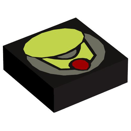 Lego Tile 1 x 1 with Green Oval Print / Black