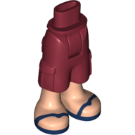 Lego Minidoll Hips and Cargo Pants with Light Nougat Legs and Dark Blue Sandals Print / Dark Red