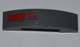 Slope, Curved 4 x 1 x 2/3 Double with Red 'NAB 11' Pattern (Sticker) - Set 9455