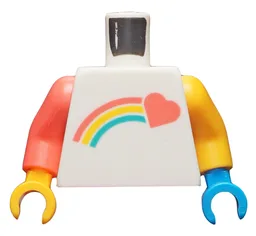 Torso Coral Shooting Heart and Rainbow Pattern / Bright Light Orange Arm Left / Coral Arm Right / Dark Azure Hand Left / Bright Light Orange Hand Right