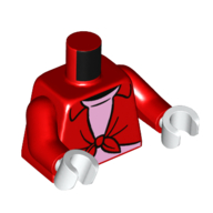 Lego Torso Shirt, Tied with Bright Pink Undershirt print, Red Arms, White Hands / Red