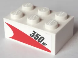 Brick 2 x 3 with '350 HP' Pattern Model Right Side (Sticker) - Set 60005