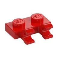 Plate Special 1 x 2 with Clips Horizontal [Thick U-Clips] / Red