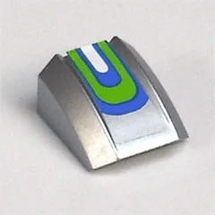 Slope, Curved 2 x 2 Lip with Blue, Lime and White Curved Lines Pattern (Sticker) - Set 8663