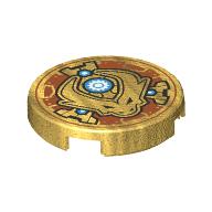 Lego Tile Round 2 x 2 with Dragon Head, White Gear in Dark Azure Circle print