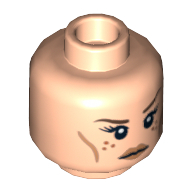Lego Minifig Head Tauriel, Freckles, Calm / Clenched Teeth Print / Light Nougat