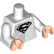 Torso, Robe with Black Superman Logo Print, White Arms, Light Nougat Hands