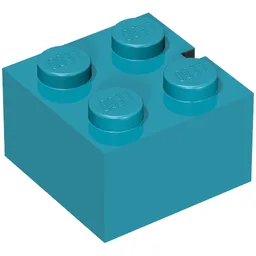 Brick 2 x 2 without Bottom Tubes, Slotted (with 1 slot) / Vintage Blue