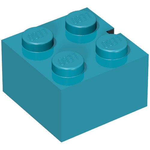 Lego Brick 2 x 2 without Bottom Tubes, Slotted (with 1 slot) / Vintage Blue