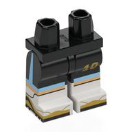 Lego Hips with Black Legs and White Boots Pattern with Football Shorts, Bright Light Blue Trim, Warm Tan Knees, Black/Bright Yellow Shoes, Gold '10' print / Black