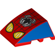 Lego Brick Wedged, Curved 4 x 3 No Studs with Spider-Man Logo and Headlights Print / Red