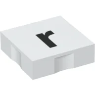 Duplo Tile 2 x 2 with Lowercase 'r' Print / White