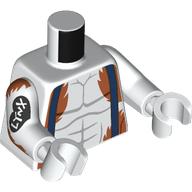 Lego Torso, Light Bluish Grey Muscle Lines, Dark Orange Fur, Dark Blue Suspenders, Black Tattoo on Arm print, White Arms and Hands / White