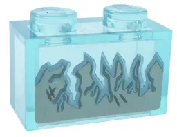 Brick 1 x 2 without Bottom Tube with Light Bluish Gray Worn Metal Surface and Metallic Light Blue Crystals Pattern (Sticker) - Set 76169