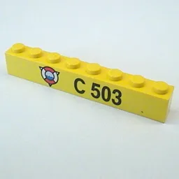 Brick 1 x 8 with Coast Guard Logo, 'C 503' Print / Yellow