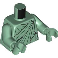 Lego Torso, Dark Green Togo print, Sand Green Arms and Hands / Sand Green