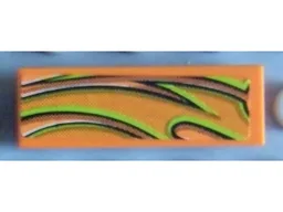 Tile 1 x 3 with Lime Lines Pattern Model Left (Sticker) - Set 8484