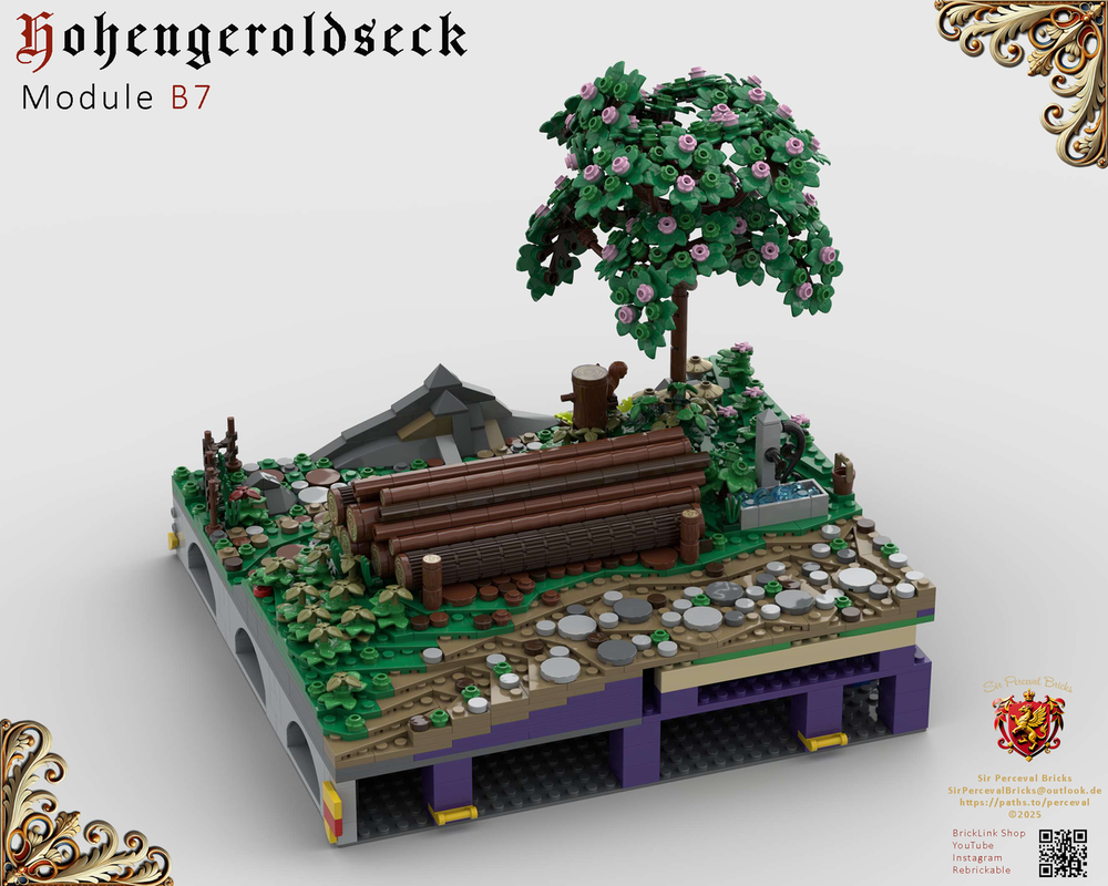Lego B7 Castle Hohengeroldseck - Landscape , foutain & wood store (Castle Part 1)