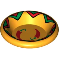 Equipment Dish / Plate / Bowl 3 x 3 with Red Chilli Peppers and Green and Red Border Print / Bright Light Orange