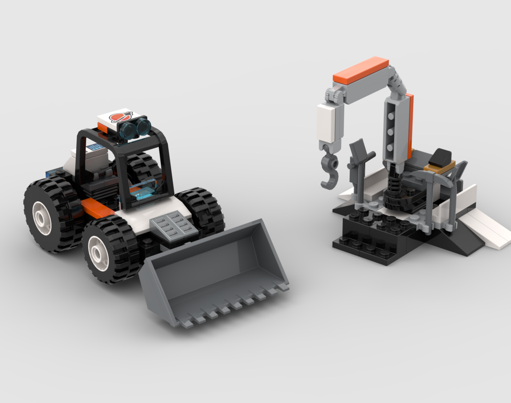 Lego Space Backhoe Loader D-Model - Dozer & Crane