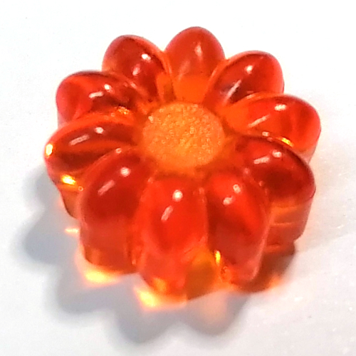 Lego Clikits Icon, Flower 2 x 2 Small, 10 Petals with Hole [Polished] / Trans-Orange