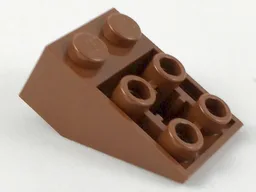 Brick Sloped Inverted 33° 3 x 2, Connections between Studs, Ovoid Bottom Pin / Reddish Brown