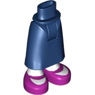 Lego Minidoll Hips and Skirt with Ankles with White Legs, Magenta Shoes print / Dark Blue