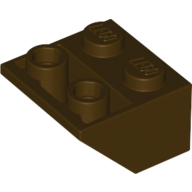 Lego Brick Sloped Inverted 45° 2 x 2 [Ovoid Bottom Pin, Bar-sized Stud Holes] / Dark Brown