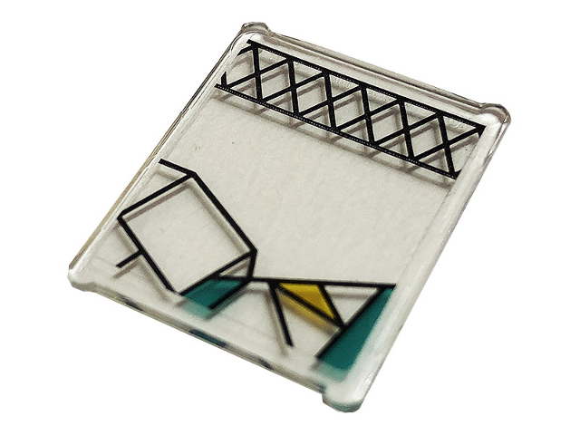 Lego Glass for Window 1 x 3 x 3 Flat Front with Dark Turquoise and Yellow Stained Glass and Black Lattice Pattern (Sticker) - Set 75980