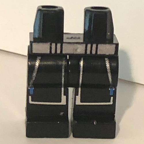 Lego Hips and Black Legs with Silver Zippers and Blue Pulls, No Straps Print / Black